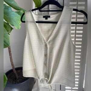 J.Crew Womens Sleeveless Button-Down Tie-Front Top Small White